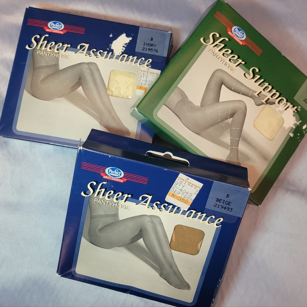 Perfect Choice Vintage Pantyhose Ivory Beige Size B Sheer Assurance Support LOT